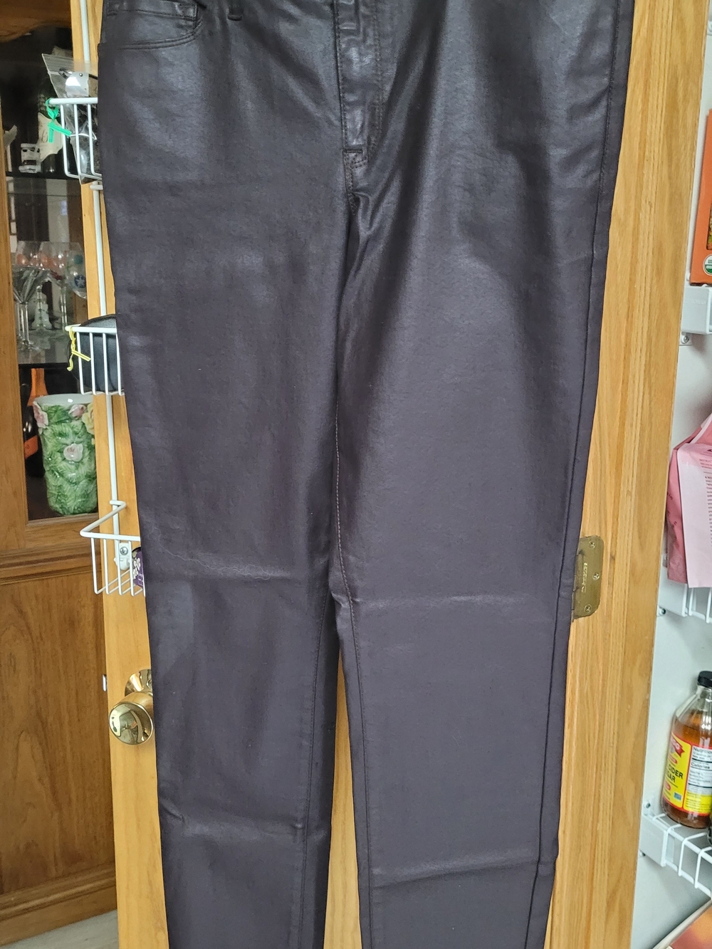 Dark Plum Coated Skinny Pants